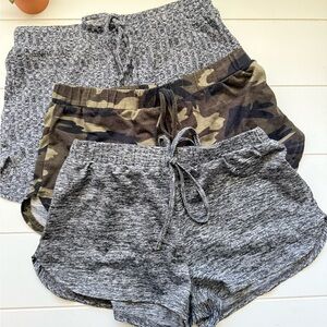 Women's Gray and Camouflage Knit Shorts Bundle